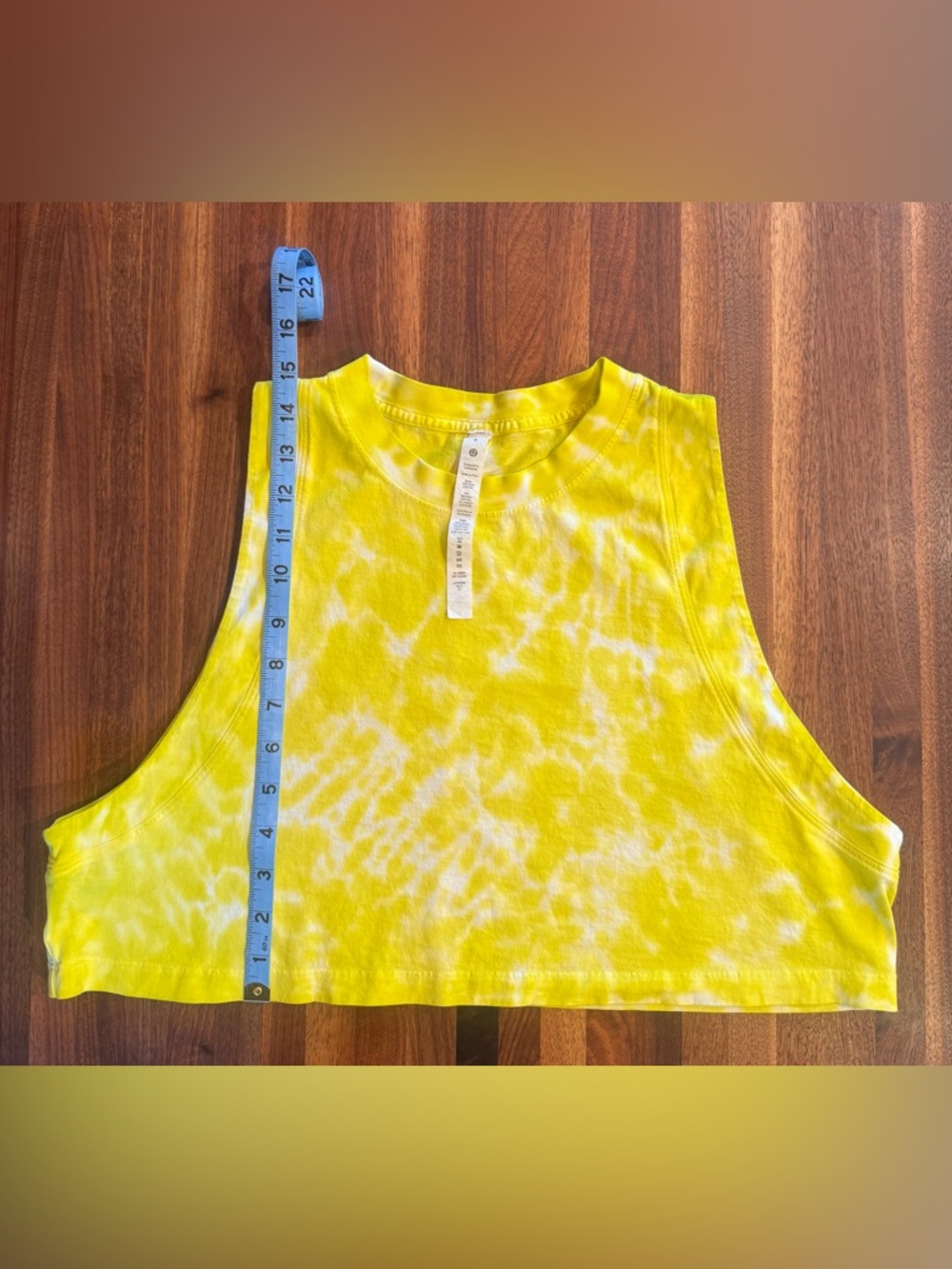 Lululemon. All Yours Crop Tank Top. Tie Dye Highlights Yellow. Size 8